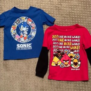 Sonic & Angry Birds shirts, boys size 6/7